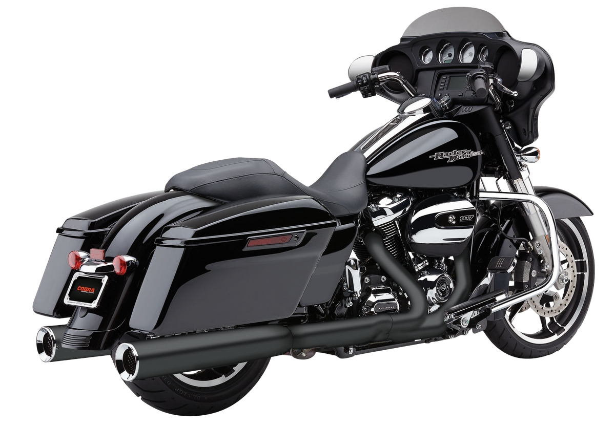 Cobra 4.5" Powrflo Round Slip-Ons Black FLH/Touring | 6214RB