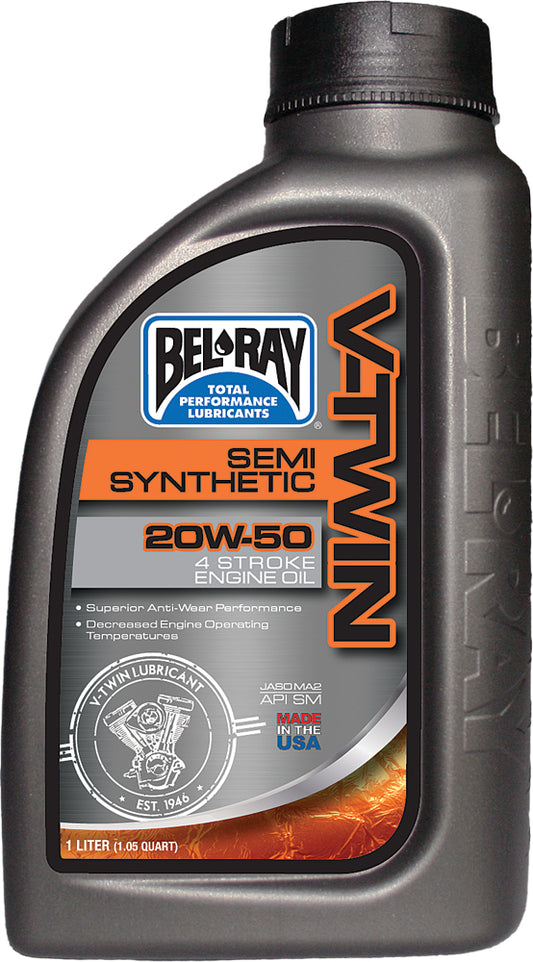 BEL-RAY V-TWIN SEMI-SYN OIL 20W50 1L (12/CASE SOLD EA)