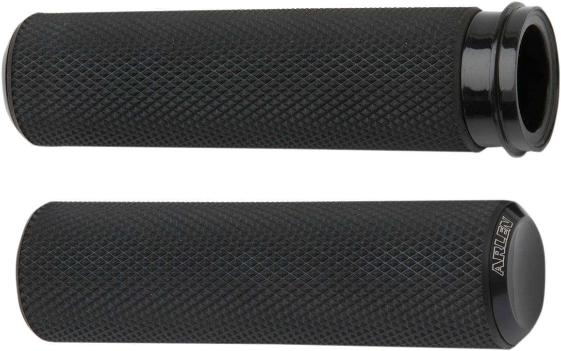 Arlen Ness Knurled Grips - TBW - Black