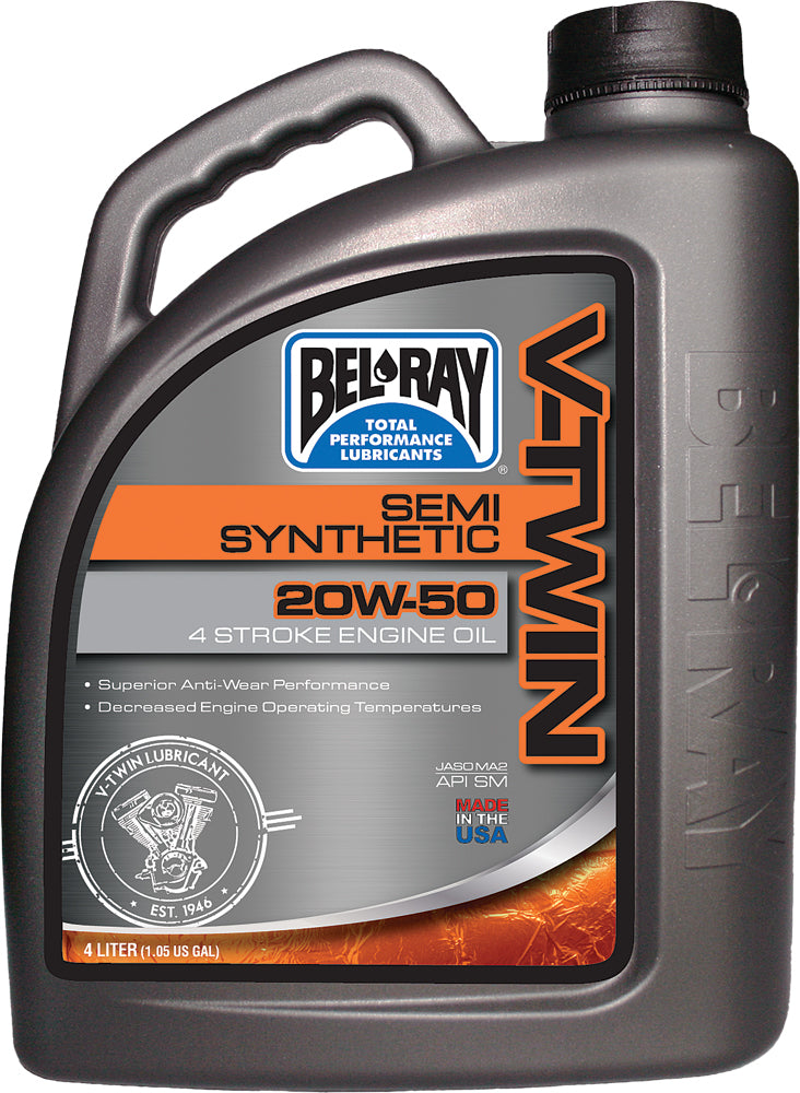 BEL-RAY V-TWIN SEMI-SYN OIL 20W50 4L (4/CASE SOLD EA)