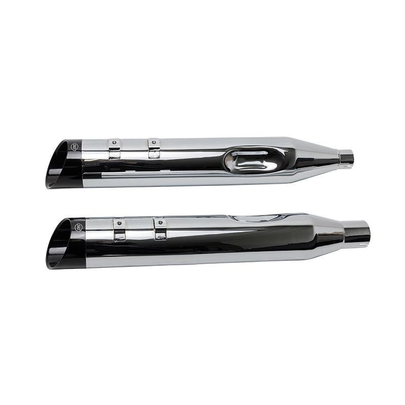 S&S MK45 Mufflers — Chrome / Black Cutlass — M8 Touring — 550-1011