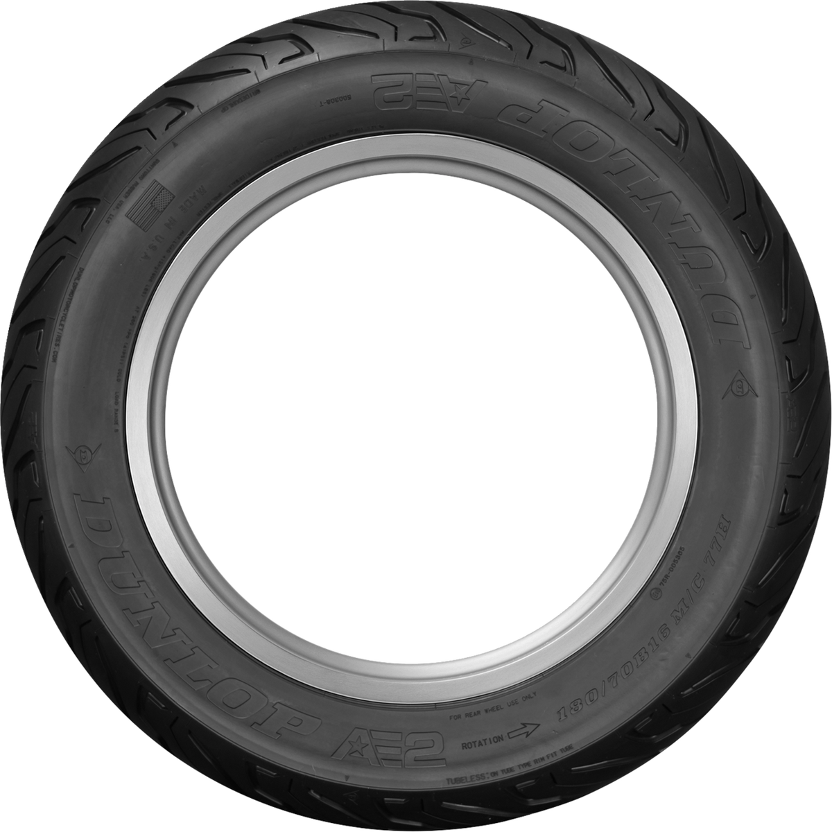 Dunlop AE2 Rear Tire - 150/80B16 77H - Blackwall (manufacturer reference image)