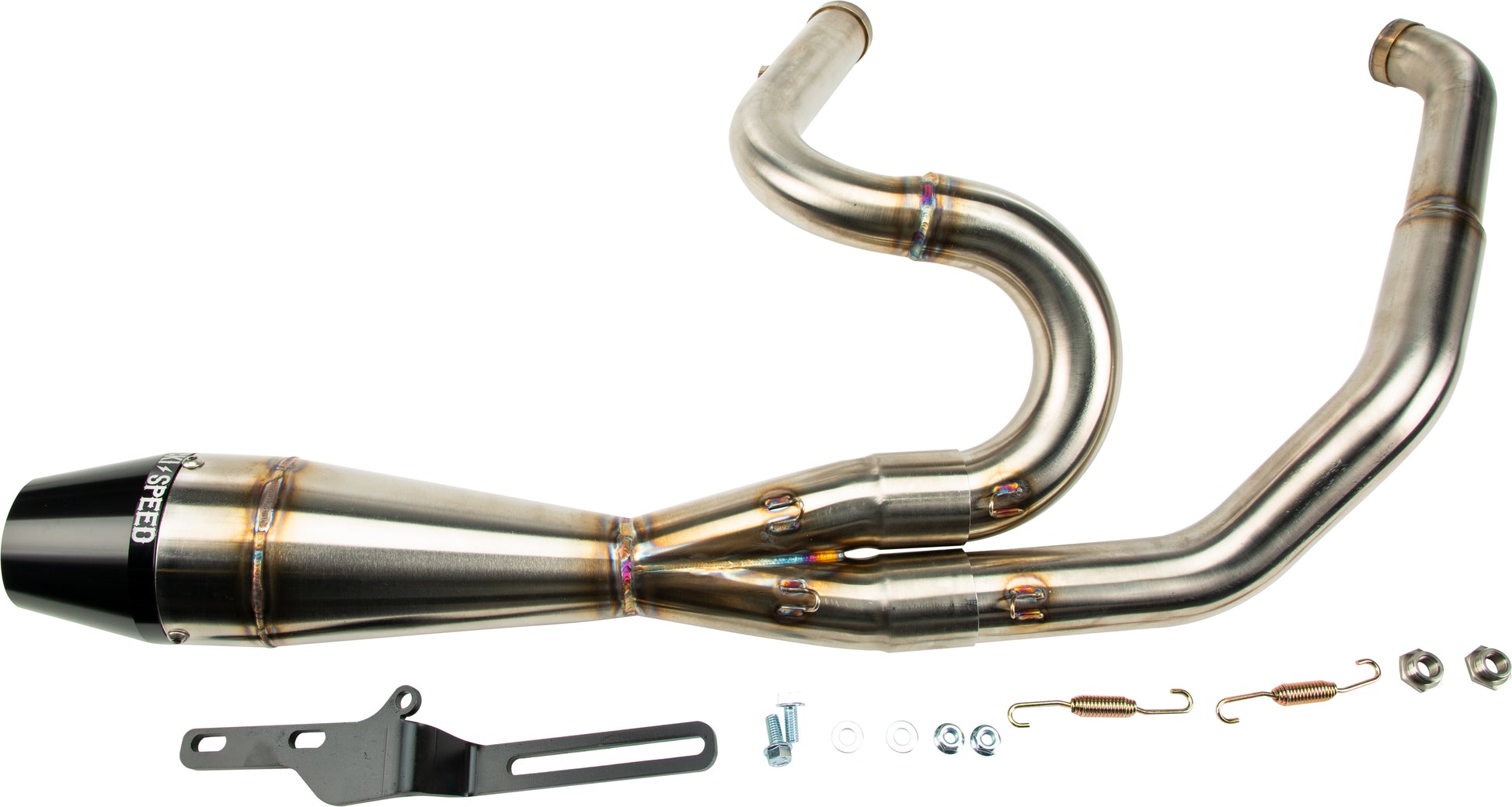 SAWICKI 2in1 Shorty Exhaust for Touring Models - 2IN1 M8 FLT SHORTY BRUSHED SS - 930-01210