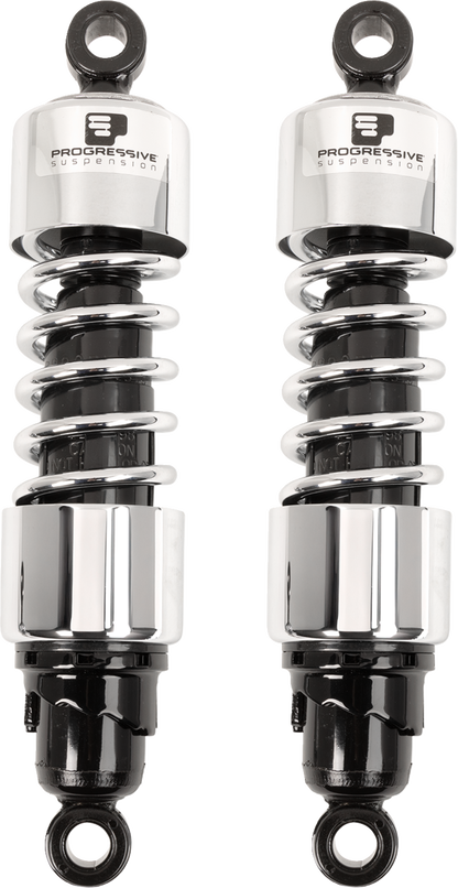 Progressive 412 12-inch Rear Shocks - Chrome - Standard - Touring