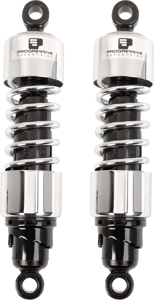 Progressive 412 12-inch Rear Shocks - Chrome - Standard - Touring