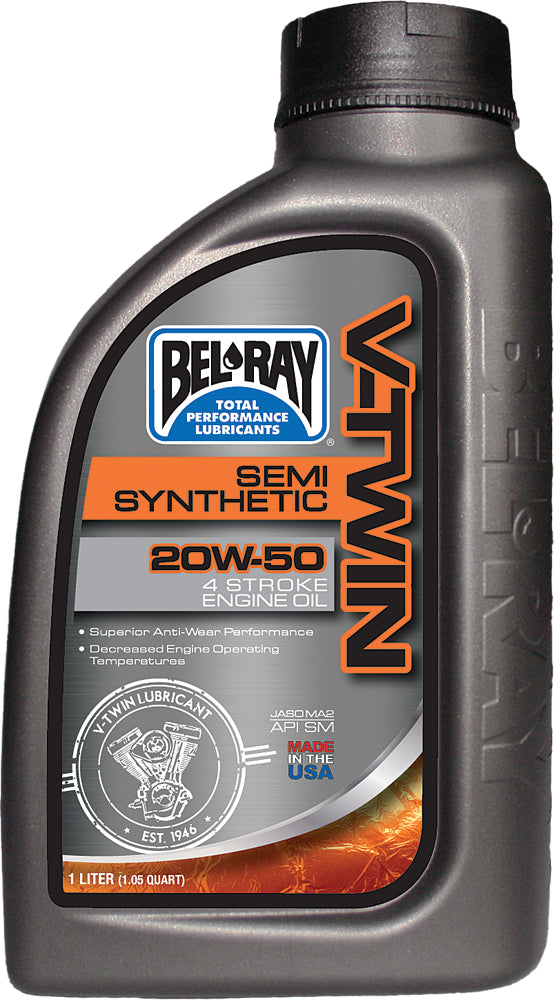BEL-RAY V-TWIN SEMI-SYN OIL 20W50 1L (12/CASE  SOLD EA)