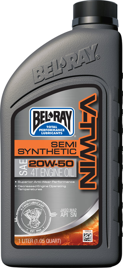 BEL-RAY V-TWIN SEMI-SYN OIL 20W50 1L (12/CASE  SOLD EA)