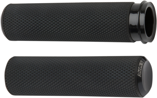 Arlen Ness Knurled Grips - TBW - Black
