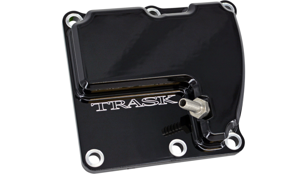 TRASK - TM-2041BK - Check M8 Vented Transmission Top Cover for Harley-Davidson