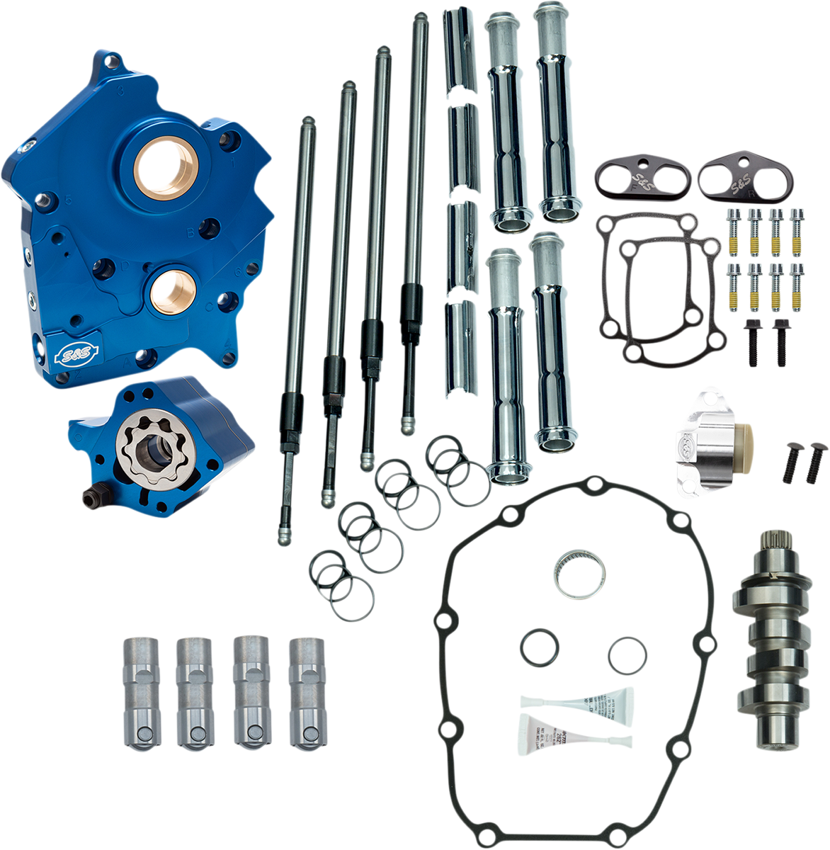 S&S Cam Chest Kit - Water Cooled - Chain Drive - 465 Cam - Chrome Pushrod Tubes - M8 | 310-0999C