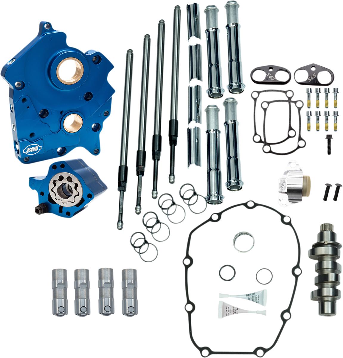 S&S Cam Chest Kit - Water Cooled - Chain Drive - 475 Cam - Chrome Pushrod Tubes - M8 | 310-1000C