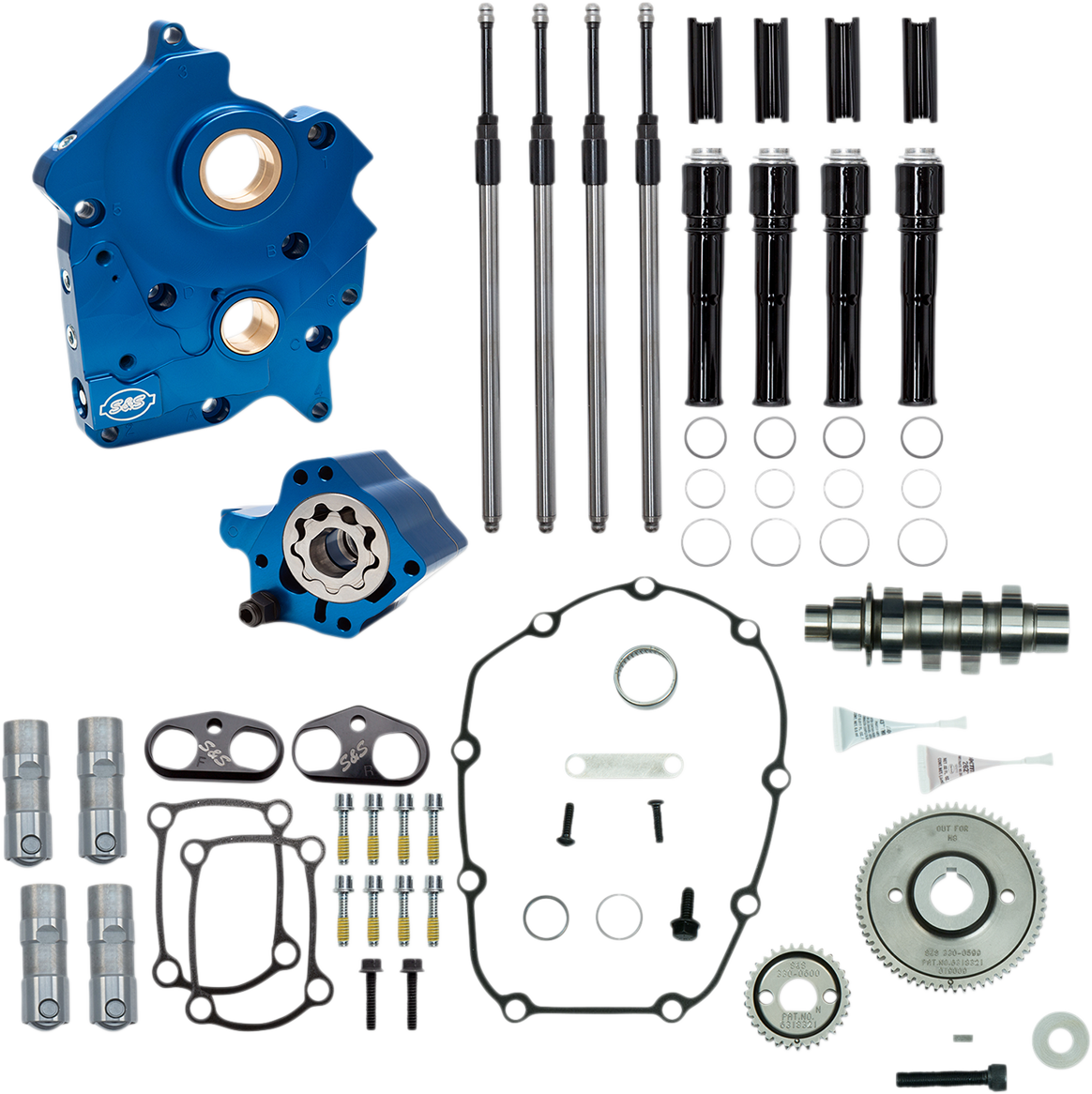 S&S Cam Chest Kit - Oil Cooled - Gear Drive - 475 Cam - Black Pushrod Tubes - M8 | 310-1014B