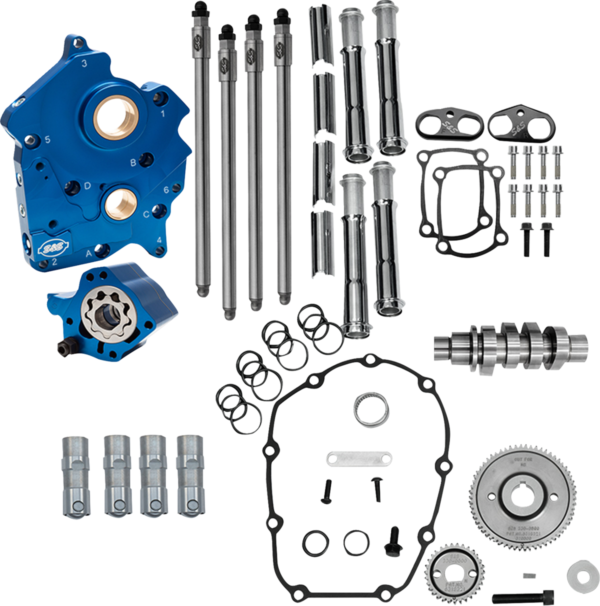 S&S Cam Chest Kit - Oil Cooled - Gear Drive - 496 Cam - Chrome Pushrod Tubes - M8 | 310-1382A