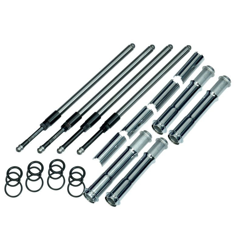 Complete S&S 930-0123 Quickee pushrod kit with chrome covers and O-rings