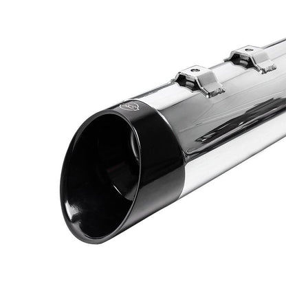 S&S MK45 Mufflers — Chrome / Black Cutlass — Touring 1995–2016 — 550-1017