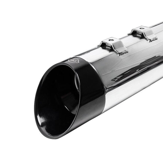 S&S MK45 Mufflers — Chrome / Black Cutlass — Touring 1995–2016 — 550-1017